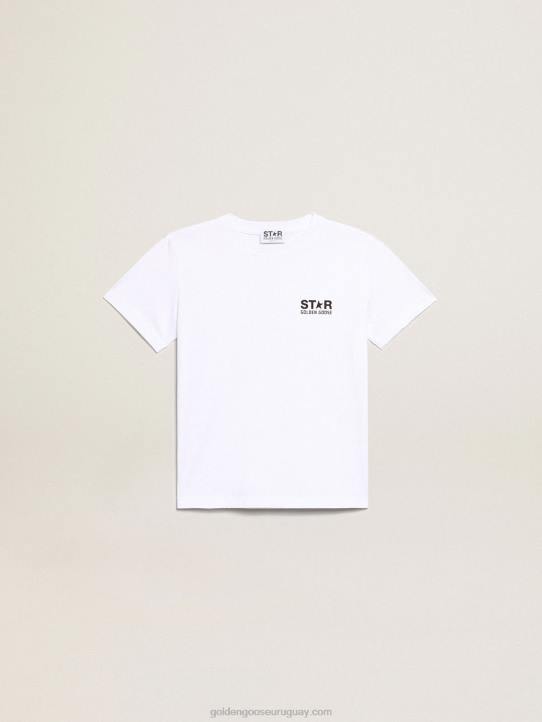 niños camiseta blanca de la colección star con logo y estrella en contraste en negroGolden Goose 02H6899