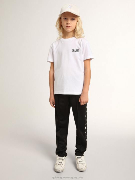 niños camiseta blanca de la colección star con logo y estrella en contraste en negroGolden Goose 02H6899