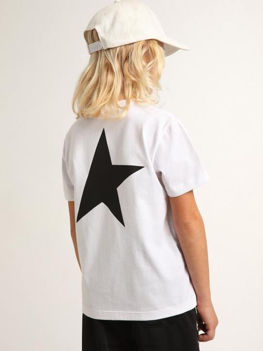 niños camiseta blanca de la colección star con logo y estrella en contraste en negroGolden Goose 02H6899