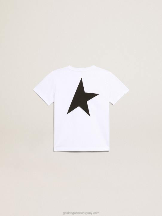 niños camiseta blanca de la colección star con logo y estrella en contraste en negroGolden Goose 02H6899