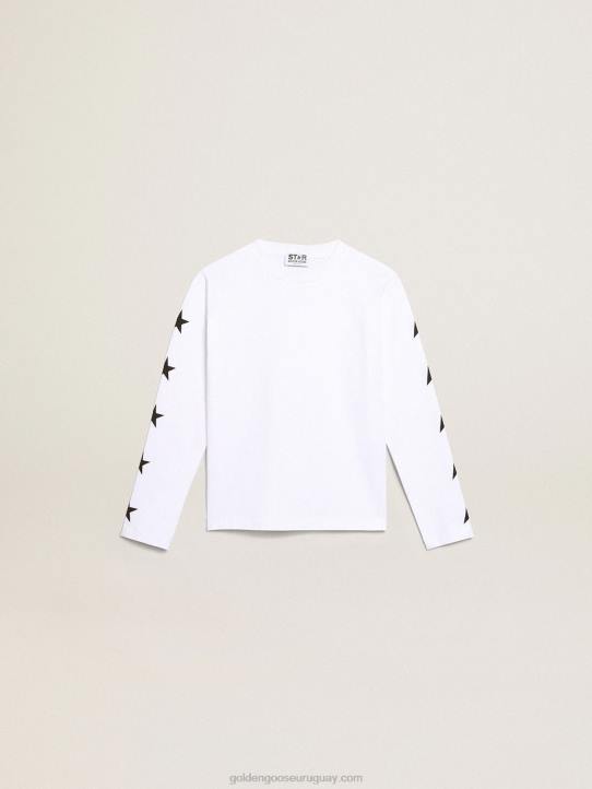 niños camiseta blanca de manga larga de la colección star con estrellas negras a contrasteGolden Goose 02H6904