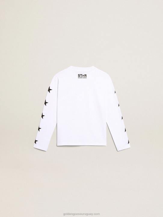 niños camiseta blanca de manga larga de la colección star con estrellas negras a contrasteGolden Goose 02H6904