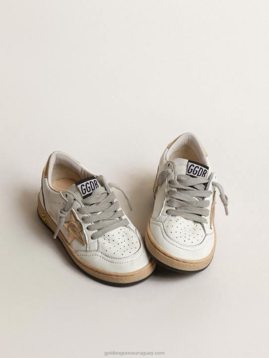 niños ball star júnior con estrella de piel metalizada dorada y refuerzo en el talónGolden Goose 02H6855