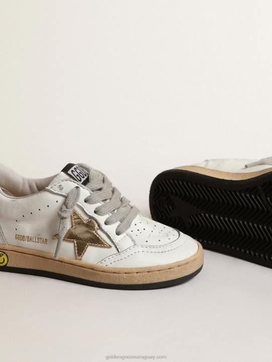 niños ball star júnior con estrella de piel metalizada dorada y refuerzo en el talónGolden Goose 02H6855