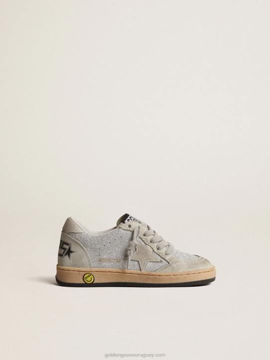 niños ball star júnior en purpurina con inserciones de ante gris hieloGolden Goose 02H6858