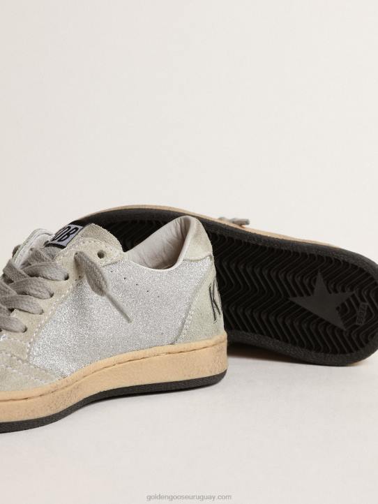 niños ball star júnior en purpurina con inserciones de ante gris hieloGolden Goose 02H6858