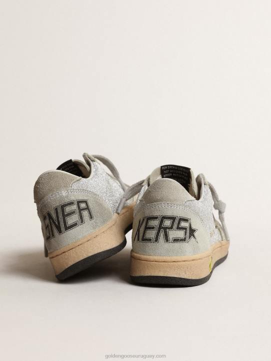 niños ball star júnior en purpurina con inserciones de ante gris hieloGolden Goose 02H6858