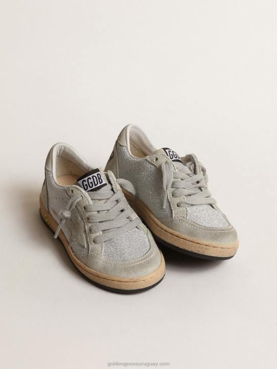niños ball star young en purpurina con inserciones de ante gris hieloGolden Goose 02H6866