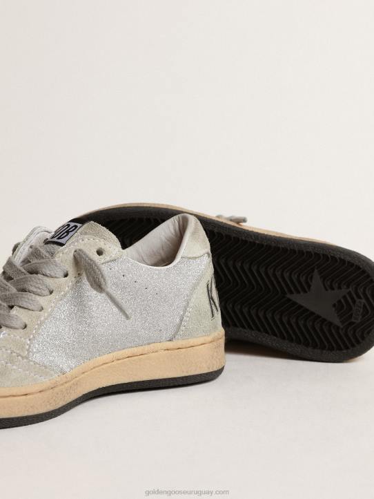 niños ball star young en purpurina con inserciones de ante gris hieloGolden Goose 02H6866