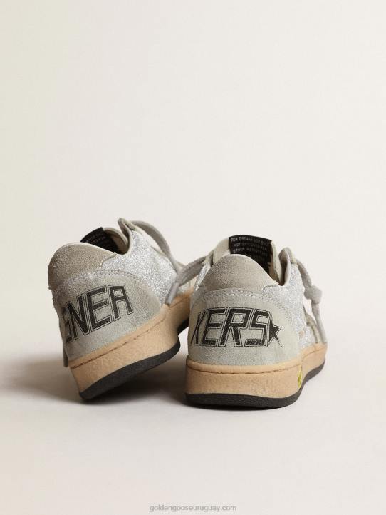 niños ball star young en purpurina con inserciones de ante gris hieloGolden Goose 02H6866