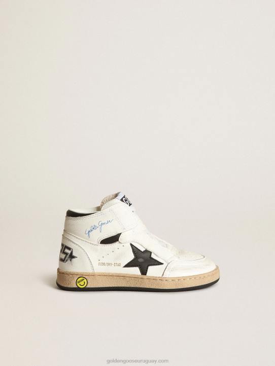 niños sky-star júnior de napa blanca con estrella de piel negraGolden Goose 02H6847