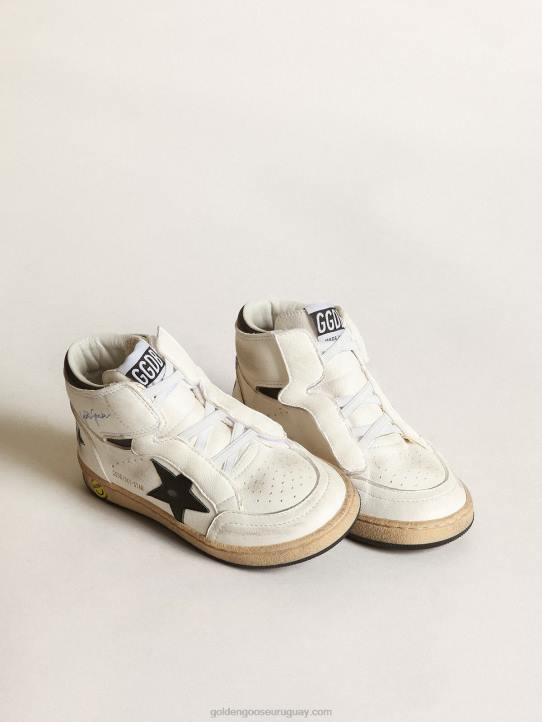 niños sky-star júnior de napa blanca con estrella de piel negraGolden Goose 02H6847