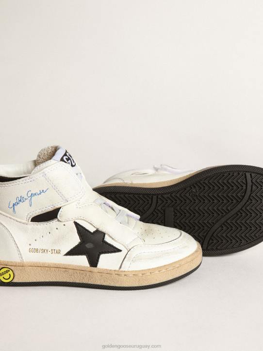 niños sky-star júnior de napa blanca con estrella de piel negraGolden Goose 02H6847