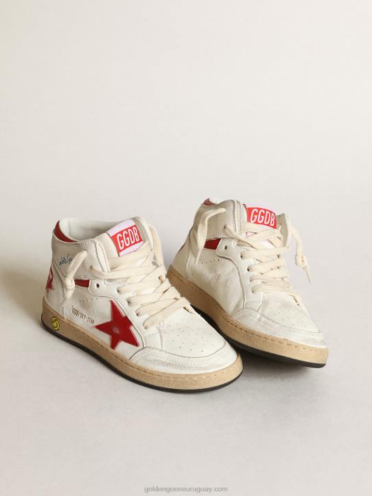 niños Zapatillas deportivas young sky-star de napa blanca con estrella de cuero rojo y refuerzo en el talónGolden Goose 02H6865
