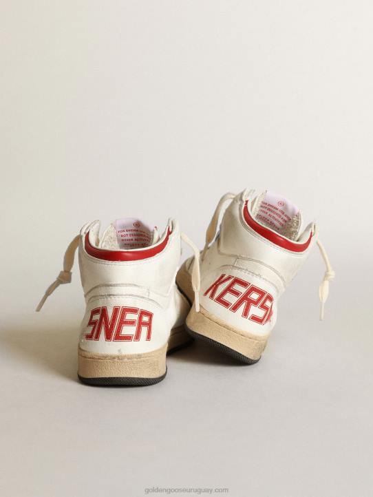 niños Zapatillas deportivas young sky-star de napa blanca con estrella de cuero rojo y refuerzo en el talónGolden Goose 02H6865