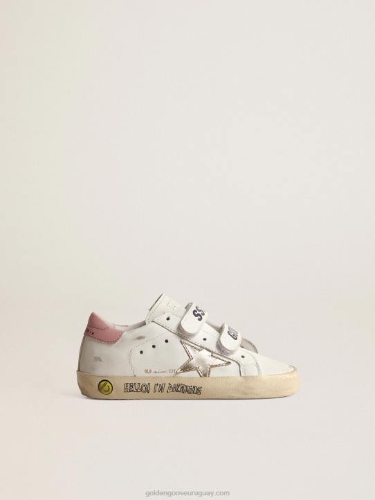 niños júnior old school con estrella de piel metalizada y refuerzo rosa en el talónGolden Goose 02H6862