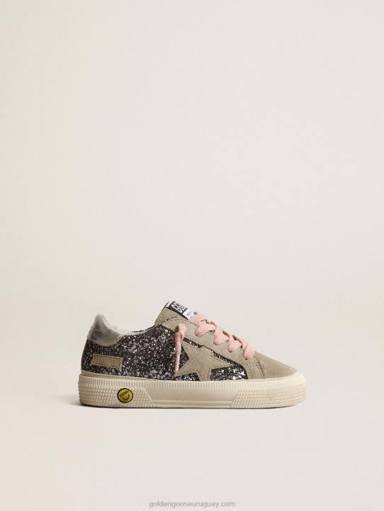 niños may junior en glitter gris antracita con estrella de ante gris tórtolaGolden Goose 02H6861