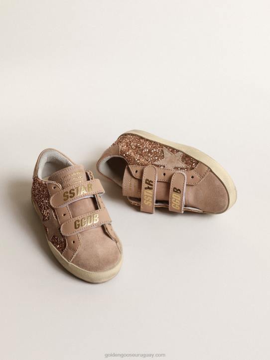 niños old school junior en purpurina rosa melocotón con estrella de ante rosaGolden Goose 02H6856