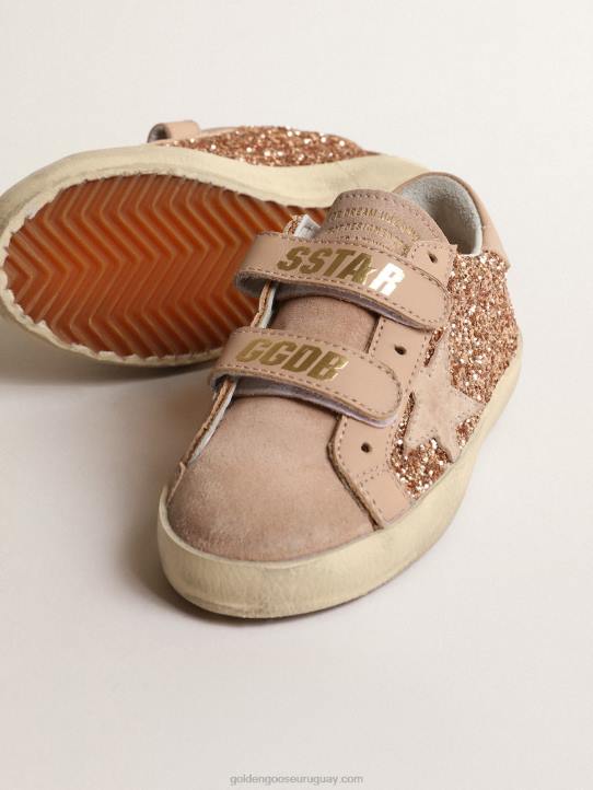 niños old school junior en purpurina rosa melocotón con estrella de ante rosaGolden Goose 02H6856