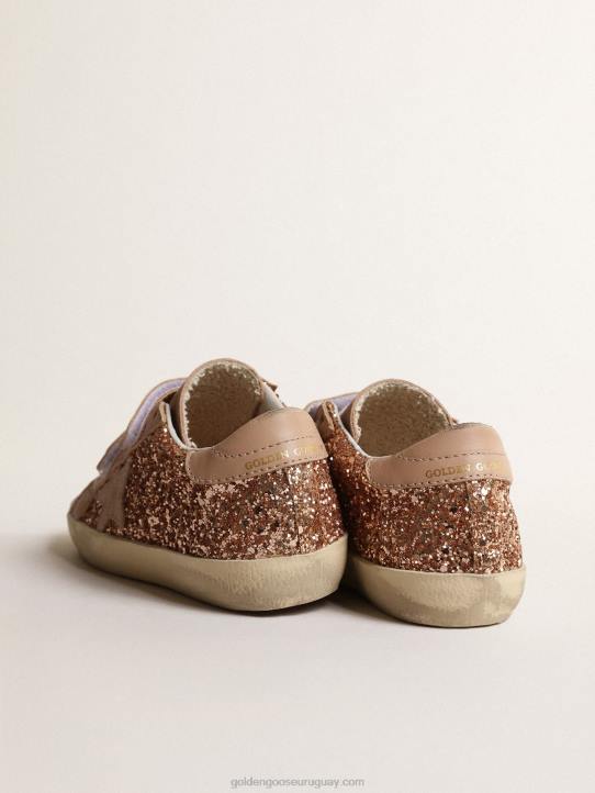niños old school junior en purpurina rosa melocotón con estrella de ante rosaGolden Goose 02H6856