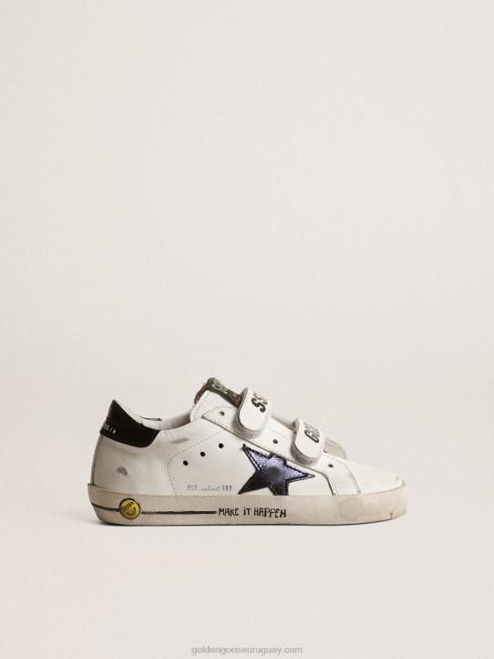 niños old school young con estrella de piel metalizada y talonera negraGolden Goose 02H6876