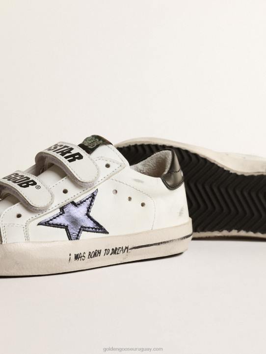 niños old school young con estrella de piel metalizada y talonera negraGolden Goose 02H6876