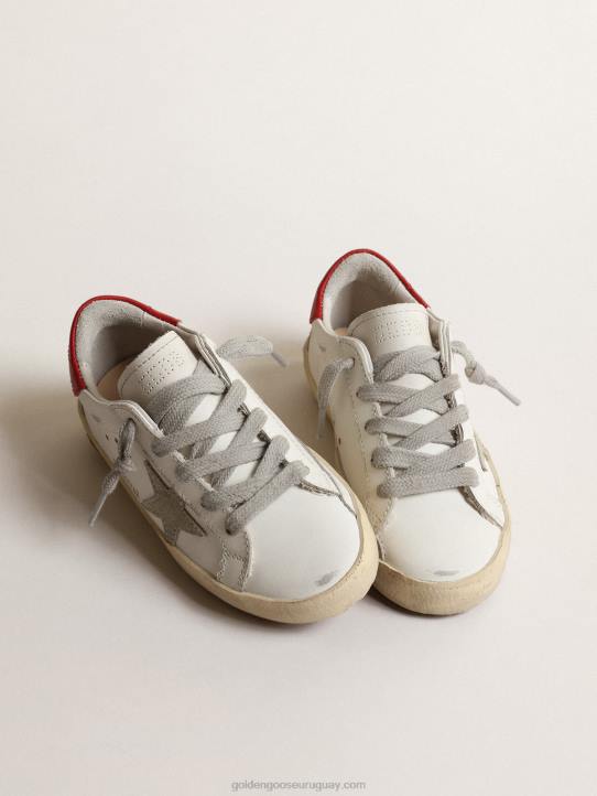 niños super-star young con estrella de ante y tirador de cuero rojo en el talónGolden Goose 02H6863
