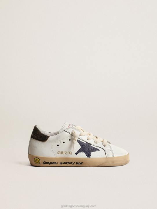 niños super-star young en napa con estrella estampada y refuerzo negro en el talónGolden Goose 02H6875