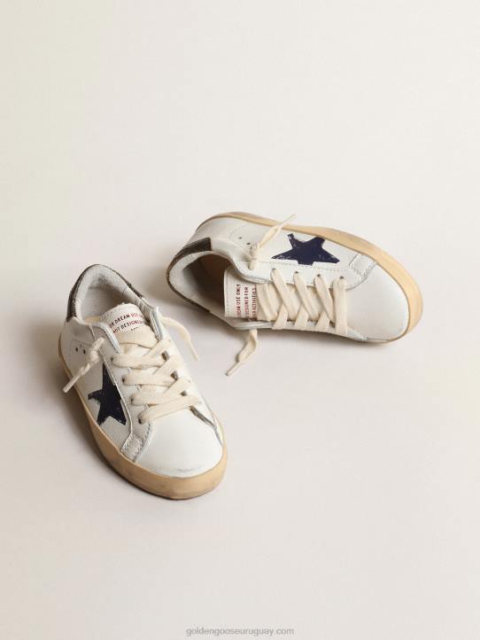 niños super-star young en napa con estrella estampada y refuerzo negro en el talónGolden Goose 02H6875