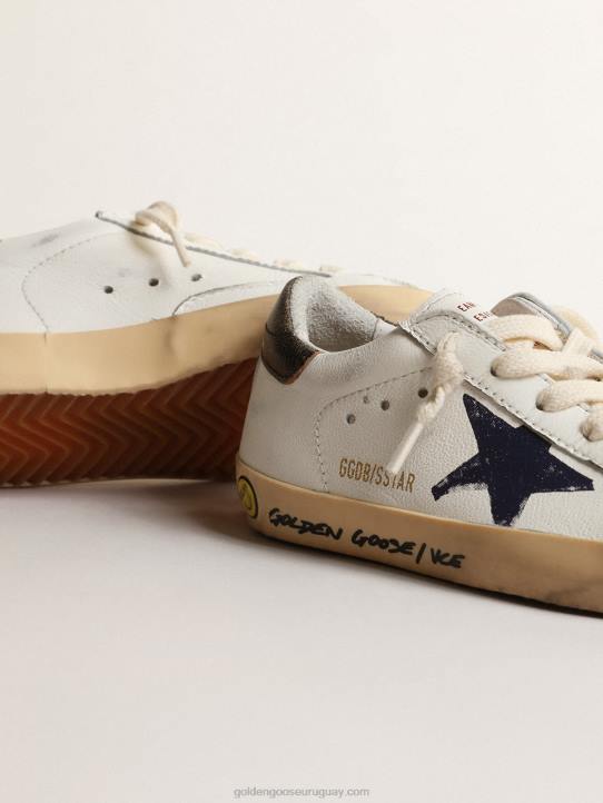 niños super-star young en napa con estrella estampada y refuerzo negro en el talónGolden Goose 02H6875