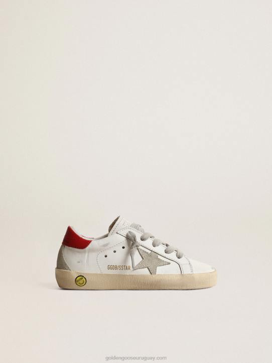 niños super-star júnior con estrella de ante y tirador de cuero rojo en el talónGolden Goose 02H6845