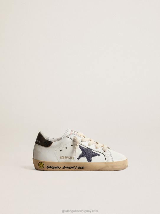 niños super-star júnior de napa con estrella estampada y talonera negraGolden Goose 02H6853