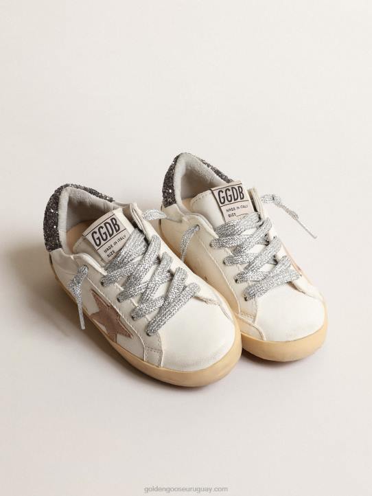 niños super-star junior con estrella de color avellana y refuerzo del talón con purpurinaGolden Goose 02H6846